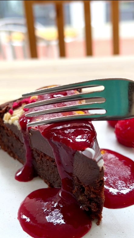 Luxury Nutella Cake With Raspberry Coulis