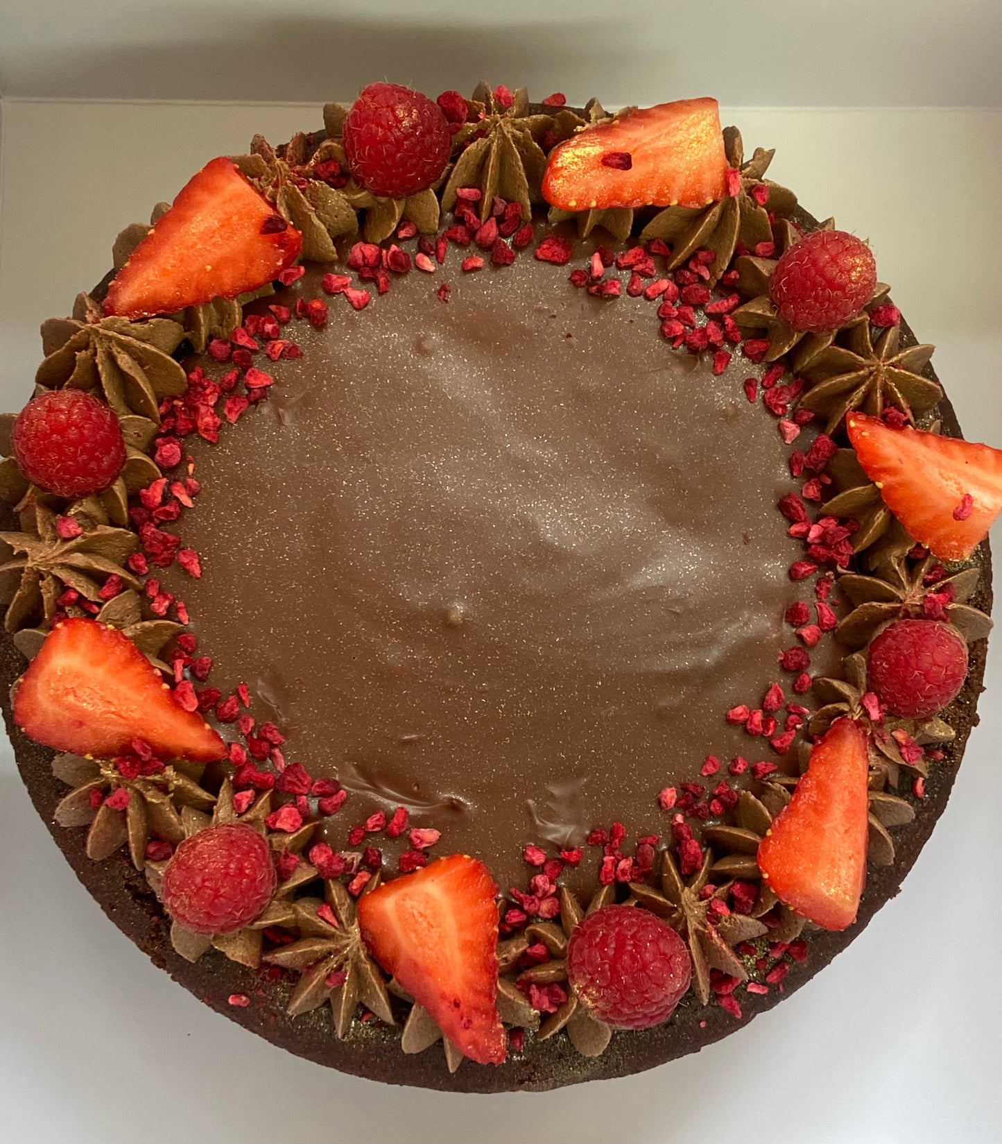 Chocolate Cake with Luxury Seasonal Fruit - Plant Based Double Chocolate